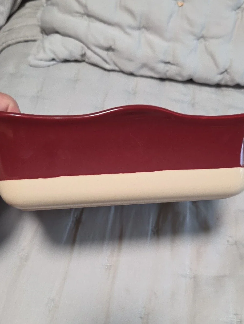 Emile Henry, 8x8 Square Ceramic Baking Dish in Deep Wine Red, Ruffled Edge